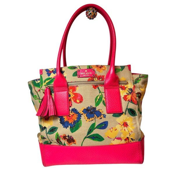 kate spade Handbags - Kate Spade Rare New York Floral Garden Tote Bag Hot Pink Shoulder Bag